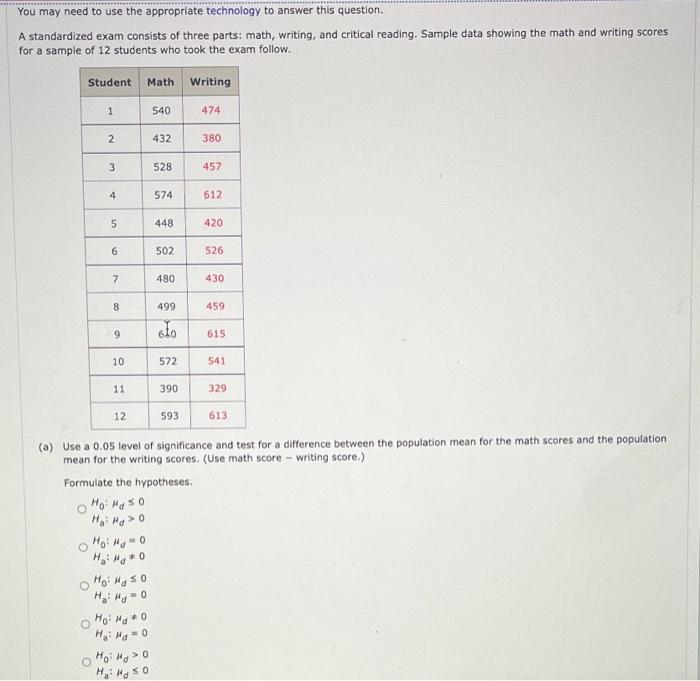 You May Need To Use The Appropriate Technology To Answer This Question A Standardized Exam Consists Of Three Parts Mat 1
