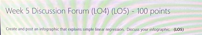 Week 5 Discussion Forum Lo4 Lo5 100 Points Create And Post An Infographic That Explains Simple Linear Regression 1