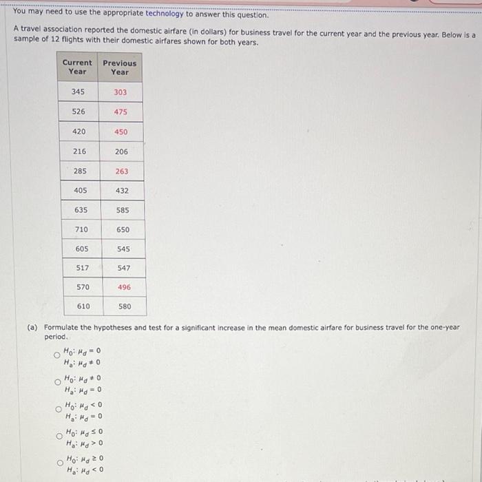 You May Need To Use The Appropriate Technology To Answer This Question A Travel Association Reported The Domestic Airfa 1