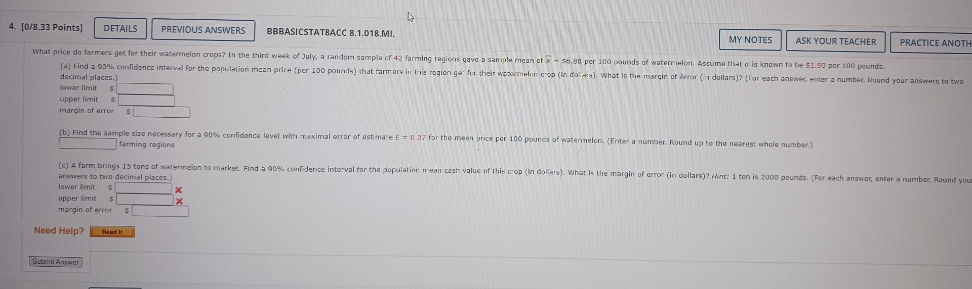 4 0 8 33 Points Details What Price Do Farmers Get For Their Watermelon Crops In The Third Week Of July A Random Sam 1