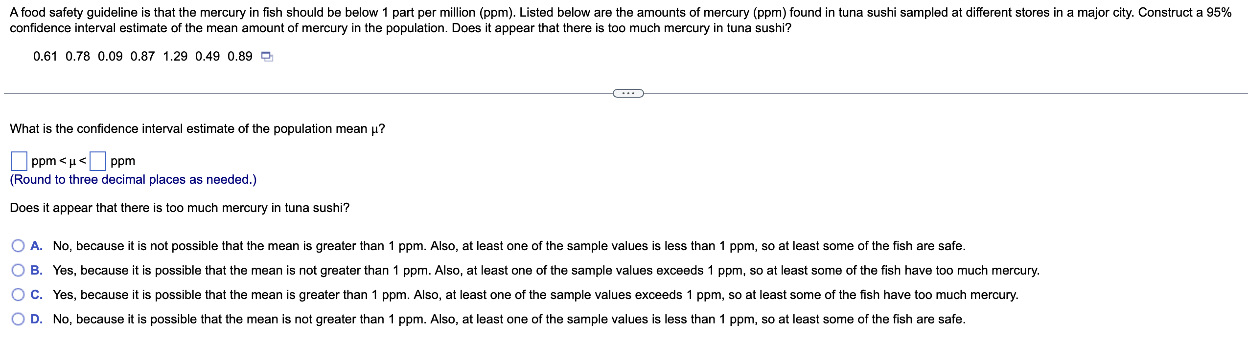 A Food Safety Guideline Is That The Mercury In Fish Should Be Below 1 Part Per Million Ppm Listed Below Are The Amoun 1