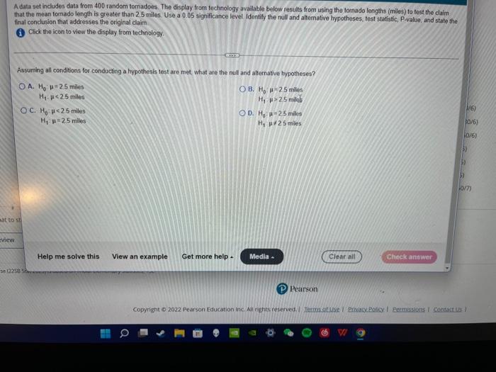 A Data Set Includes Data From 400 Random Tomadoes The Display From Technology Available Below Results From Using The To 1