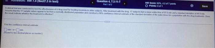 Sect7 3 In Text A Clinical Trial Was Conducted To Test The Effectiveness Of A Drug Used For Treating Insomnia In Older 1