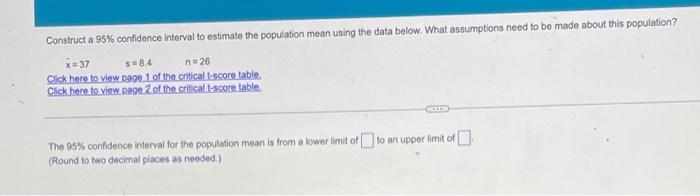 Construct A 99 Confidence Interval To Estimate The Population Mean With X 118 And A 28 For The Following Sample Sizes 6