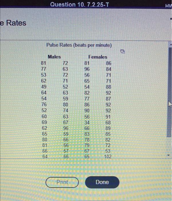 Points 0 2 Of 1 Refer To The Accompanying Data Set And Construct A 90 Confidence Interval Estimate Of The Mean Pulse R 2