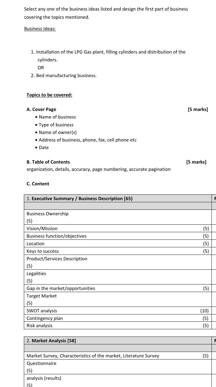 Address Of Business Phone Fax Cell Phone Etc Date 5 Marks B Table Of Contents Organization Details Accuracy 2