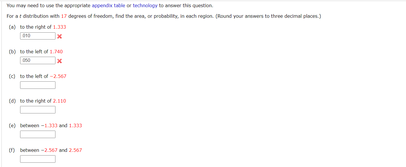 You May Need To Use The Appropriate Appendix Table Or Technology To Answer This Question For A T Distribution With 17 D 1