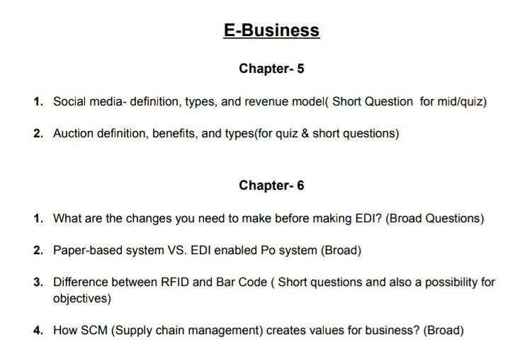 E Business Chapter 5 1 Social Media Definition Types And Revenue Model Short Question For Mid Quiz 2 Auction Defi 1