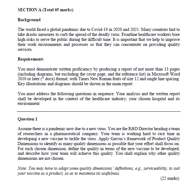 Section A Total 65 Marks Background The World Faced A Global Pandemic Due To Covid 19 In 2020 And 2021 Many Countries 1