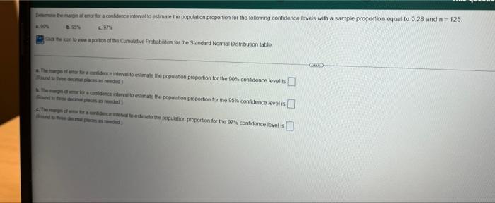 Determine The Margin Of Error For A Confidence Interval To Estimate The Population Proportion For The Following Confiden 2