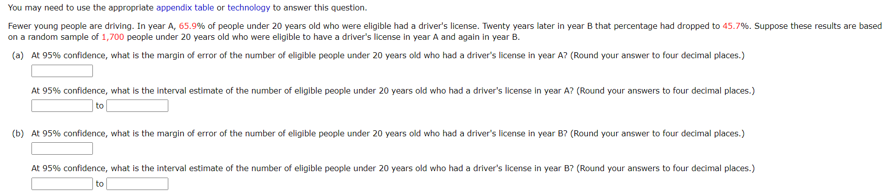You May Need To Use The Appropriate Appendix Table Or Technology To Answer This Question Fewer Young People Are Driving 1