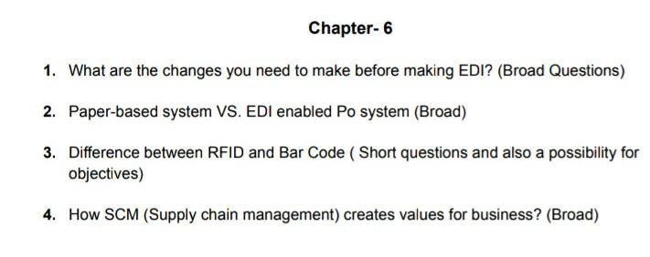 Chapter 6 1 What Are The Changes You Need To Make Before Making Edi Broad Questions 2 Paper Based System Vs Edi En 1