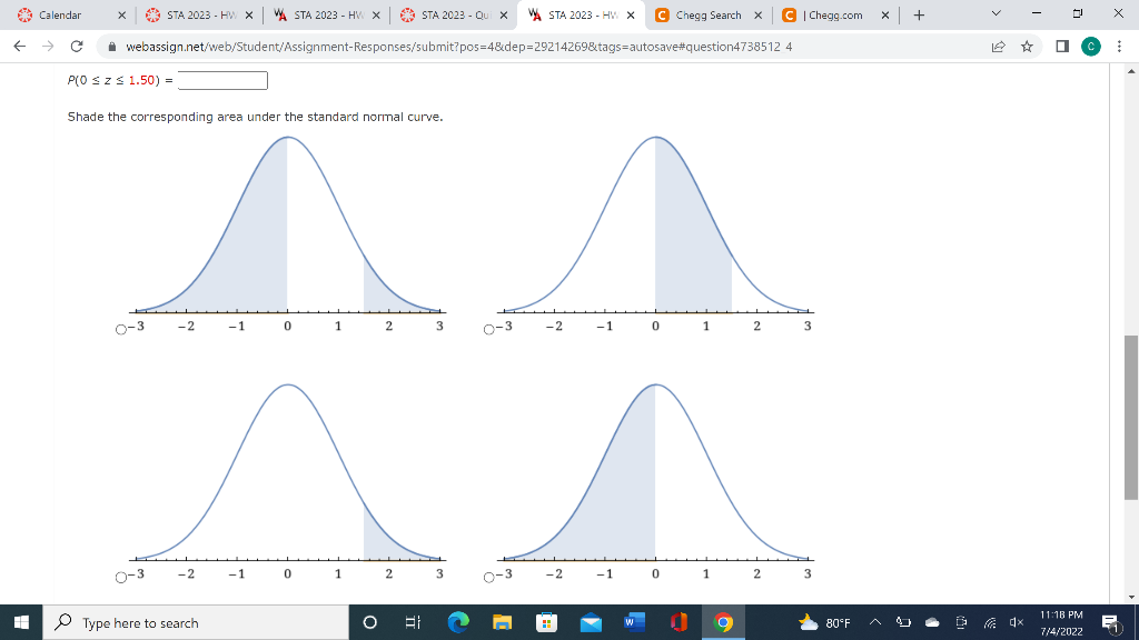 H Calendar C Sta 2023 Hw X Wasta 2023 Hw X Sta 2023 Qui X Wsta 2023 Hw X C Chegg Search X Webassign Net Web 1