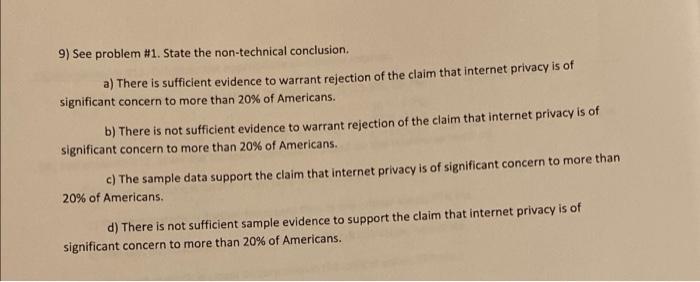 8 2 Testing A Claim About A Proportion 1 Manuel Reads A Newspaper Article Which Claims That Internet Privacy Is Of S 2