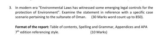 3 In Modern Era Environmental Laws Has Witnessed Some Emerging Legal Controls For The Protection Of Environment Exam 1