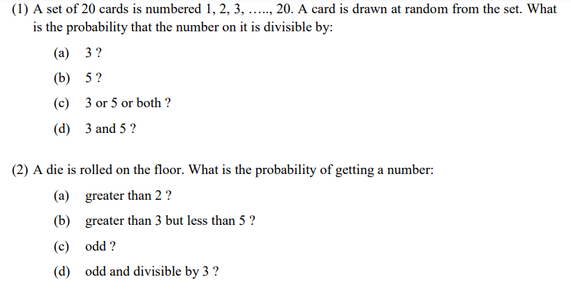 1 A Set Of 20 Cards Is Numbered 1 2 3 20 A Card Is Drawn At Random From The Set What Is The Probability Th 1