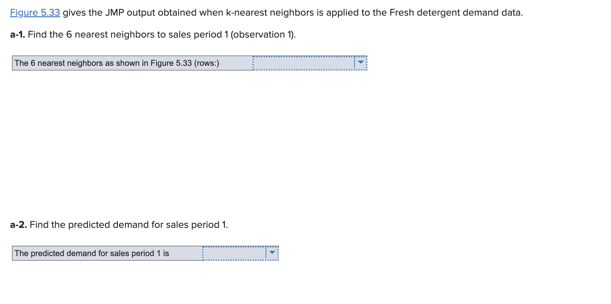 Figure 5 33 Gives The Jmp Output Obtained When K Nearest Neighbors Is Applied To The Fresh Detergent Demand Data A 1 F 1