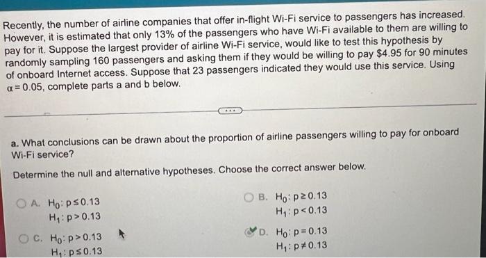 Recently The Number Of Airline Companies That Offer In Flight Wi Fi Service To Passengers Has Increased However It Is 1