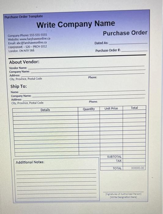 Purchase Order Template 1