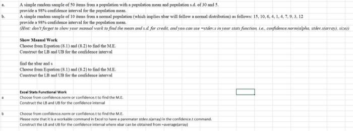 A B B A Simple Random Sample Of 50 Items From A Population With A Population Mean And Population S D Of 30 And 5 Pro 1