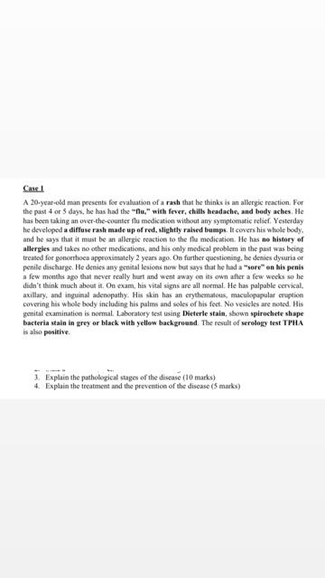 Casel A 20 Year Old Man Presents For Evaluation Of A Rash That He Thinks Is An Allergic Reaction For The Past 4 Or 5 Da 1