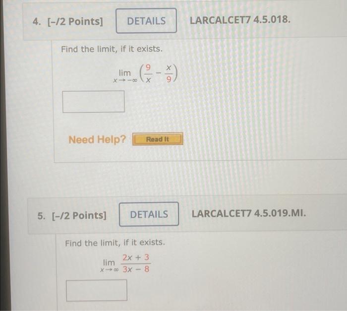 Find Each Limit If It Exists X 9 Lim Xx 7 A B Lim C Need Help Read It X 9 Lim Xx6 7 3 3 Points Details 2