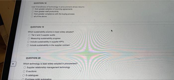 Question 10 User Friendliness Of Technology In Procurement Drives Returns From Greater Adoption Of Sourcing Agreements F 1