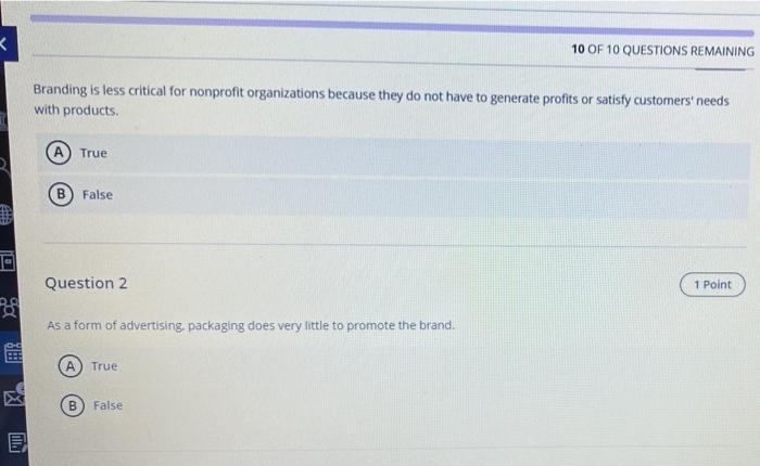 10 Of 10 Questions Remaining Branding Is Less Critical For Nonprofit Organizations Because They Do Not Have To Generat 1