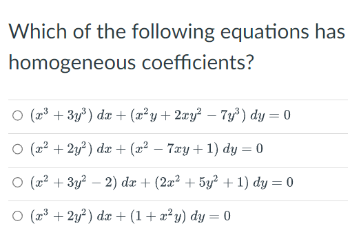 Which Of The Following Templates Solves The Equation X Y Dx 3x Y Dy 0 With V 0 1 O X Dx 1 Y 0 1 Dy Y 2