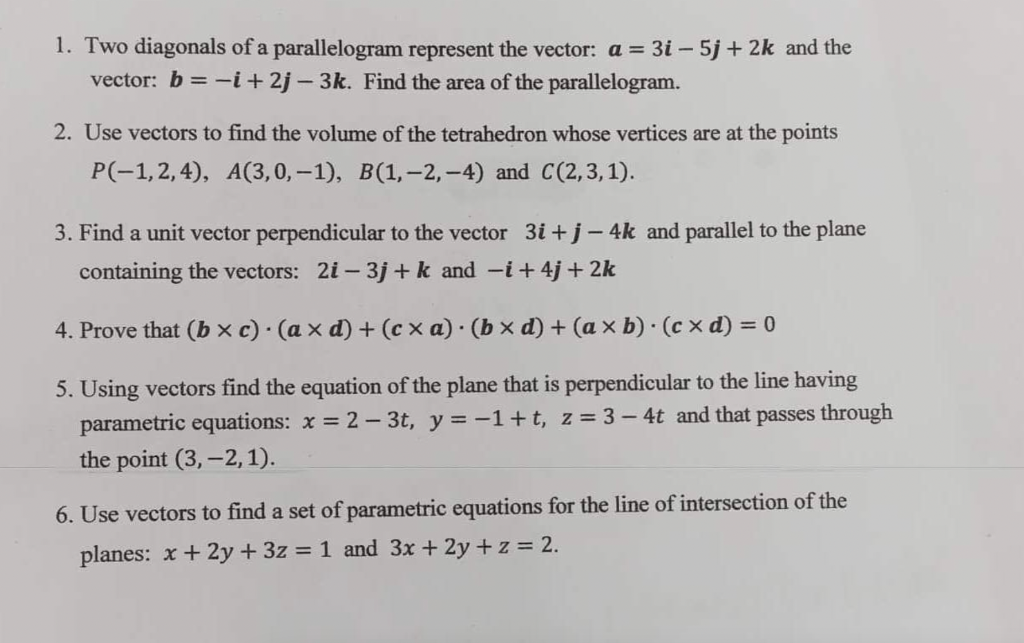 1 Two Diagonals Of A Parallelogram Represent The Vector A 3i 5j 2k And The Vector B I 2j 3k Find The Area Of 1