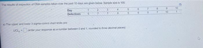 The Results Of Inspection Of Dna Samples Takon Over The Past 10 Days Are Given Below Sample Uzo Is 100 7 Day Detectives 1