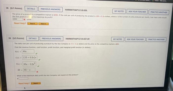 38 0 1 Points Details Previous Answers Harmathap129 9 035 My Notes Ask Your Teacher Practice Another The Price Of A 1