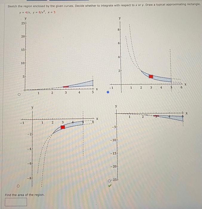 Sketch The Region Enclosed By The Given Curves Decide Whether To Integrate With Respect To X Or Y Draw A Typical Appro 1