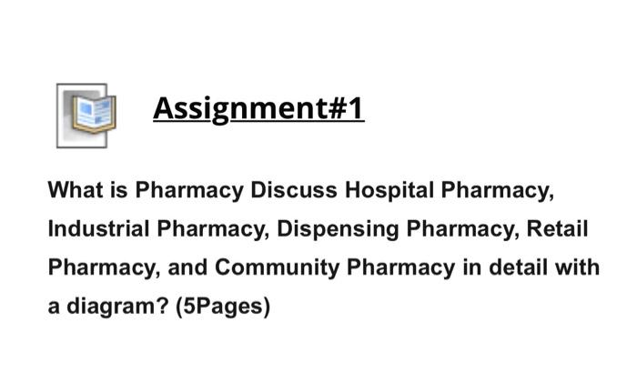 Assignment 1 What Is Pharmacy Discuss Hospital Pharmacy Industrial Pharmacy Dispensing Pharmacy Retail Pharmacy And 1