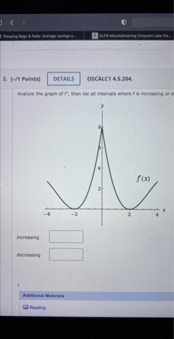 Sleeping Bags Pads Average Savings 2 1 Points Details Analyze The Graph Of F Then List All Intervals Where 1