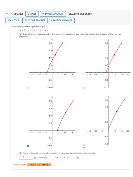 11 1 4 Points Details Previous Answers Scalcets 13 1 Jit 007 My Notes Ask Your Teacher Practice Another A Pair Of Pa 1