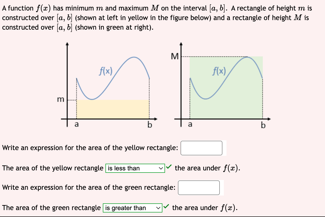 A Function F X Has Minimum M And Maximum M On The Interval A B A Rectangle Of Height M Is Constructed Over A B 1