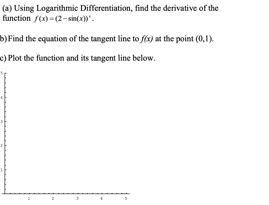 A Using Logarithmic Differentiation Find The Derivative Of The Function F X 2 Sin X B Find The Equation Of 1