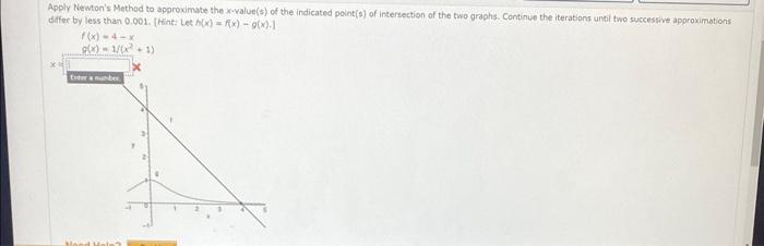Apply Newton S Method To Approximate The X Value S Of The Indicated Point S Of Intersection Of The Two Graphs Continu 1