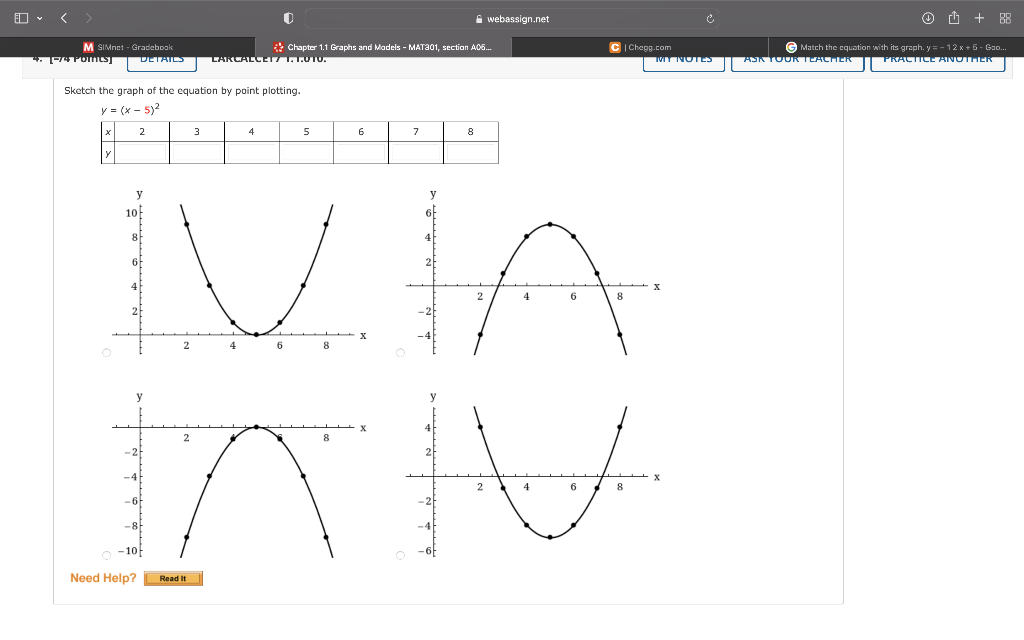 M Simnet Gradebook 4 74 Ports Details Sketch The Graph Of The Equation By Point Plotting Y X 5 10 2 Need 1