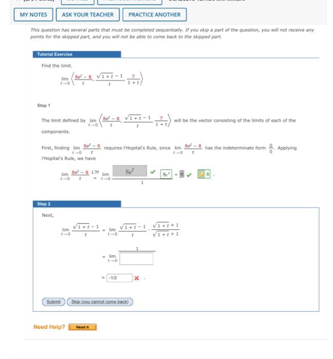 My Notes Ask Your Teacher This Question Has Several Parts That Must Be Completed Sequentially If You Skip A Part Of The 1