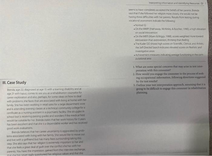 Interpreting Information And Identifying Resources Seems To Have Completely Accepted The Bellets Of Her Parents Brenda 1