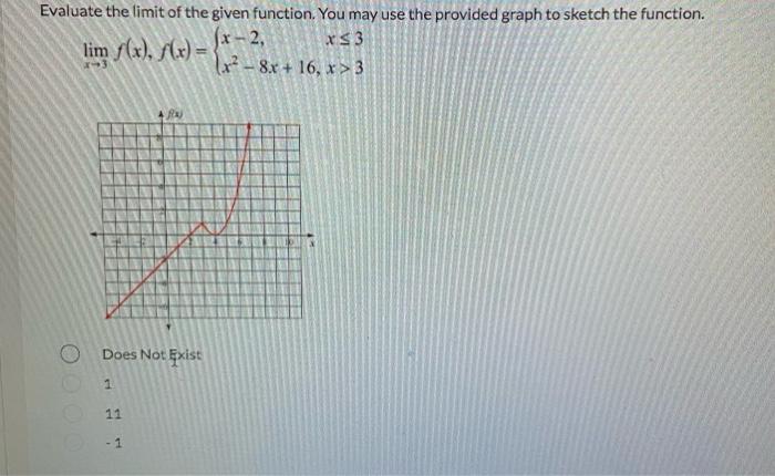 Evaluate The Limit Of The Given Function You May Use The Provided Graph To Sketch The Function X 2 X 3 Lim F X F X 1