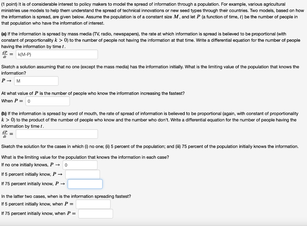 1 Point It Is Of Considerable Interest To Policy Makers To Model The Spread Of Information Through A Population For E 1