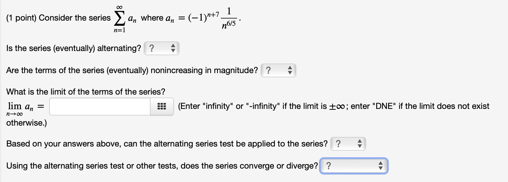 Consider The Series And Answer The Questions Please Answer All Thank You 1