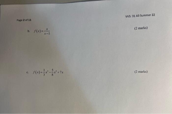 Page 1 Of 11 Name Vista Virtual School Math 31 Summer 2022 Unit 3 Curve Sketching Assignment Vvs 31 A3 Summer 22 B T 2