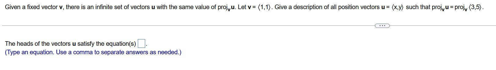 Given A Fixed Vector V There Is An Infinite Set Of Vectors U With The Same Value Of Proju Let V 1 1 Give A Descri 1