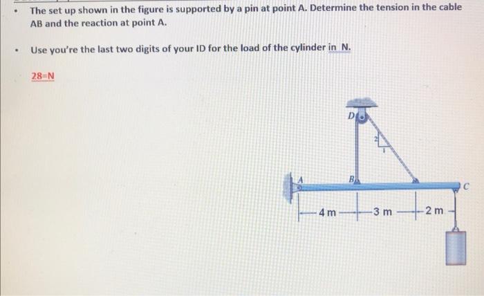 The Set Up Shown In The Figure Is Supported By A Pin At Point A Determine The Tension In The Cable Ab And The Reactio 1