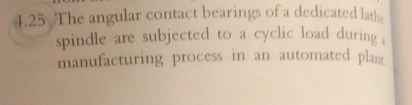 4 25 The Angular Contact Bearings Of A Dedicated Lathe Spindle Are Subjected To A Cyclic Load During A Manufacturing Pro 1