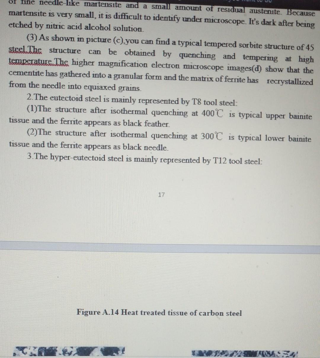 Experiment 3 Heat Treated Tissue Of Carbon Steel A4 1 Objective Of The Experiment 1 To Study The Micro Structure Of Ca 2